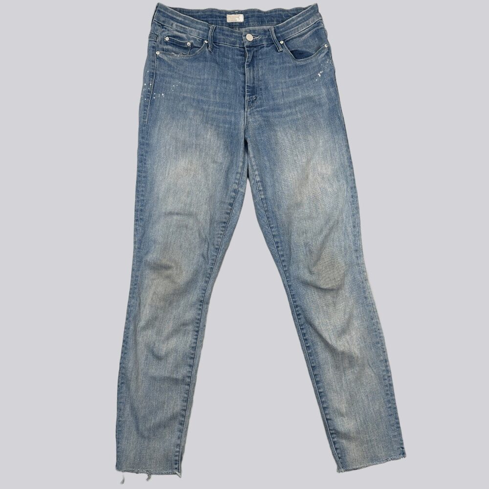 Indie Sleaze Mother The Looker Distressed Skinny Jeans Blue 25